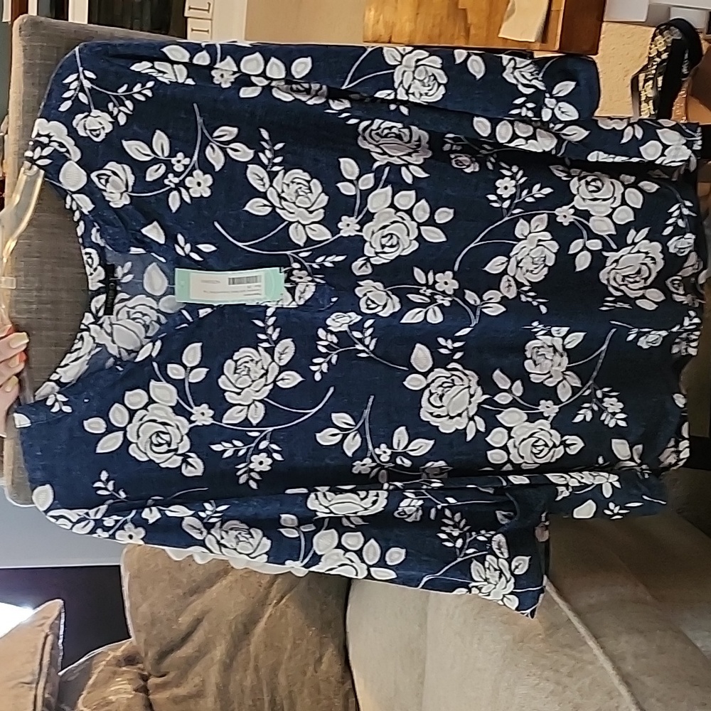 Blue and white flower blouse